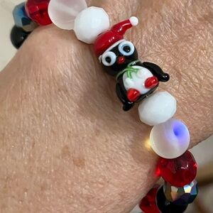 Festive Penguin Beaded Bracelet